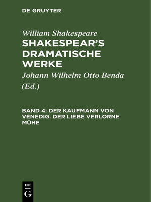 cover image of Der Kaufmann von Venedig. Der Liebe verlorne Mühe